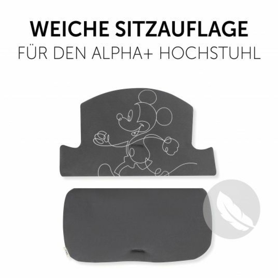 * Hauck Sitzkissen / Hochstuhlauflage Fur Alpha Hochstuhl Highchair Pad Select Disney Mickey Mouse Anthracite