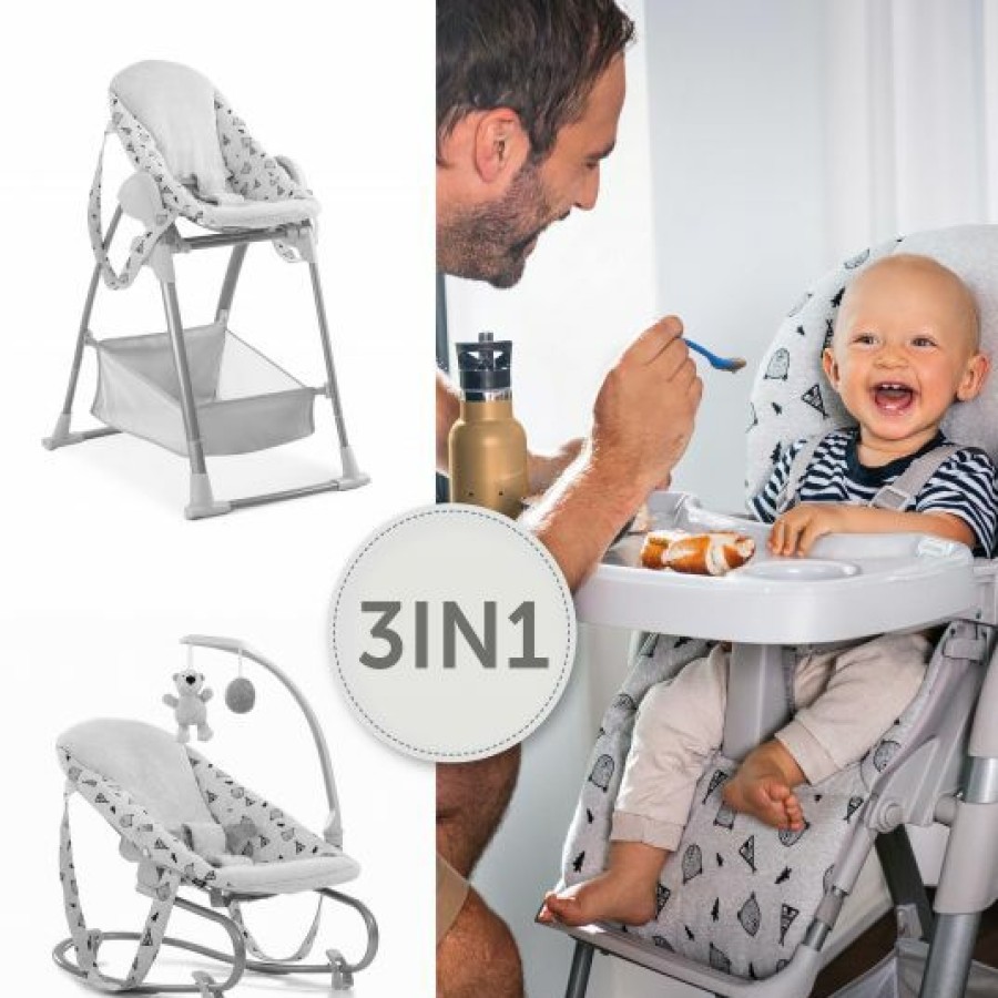 * Hauck Sitn Relax 3In1 Hochstuhl Ab Der Geburt, Babyliege Und Wippe Nordic Grey