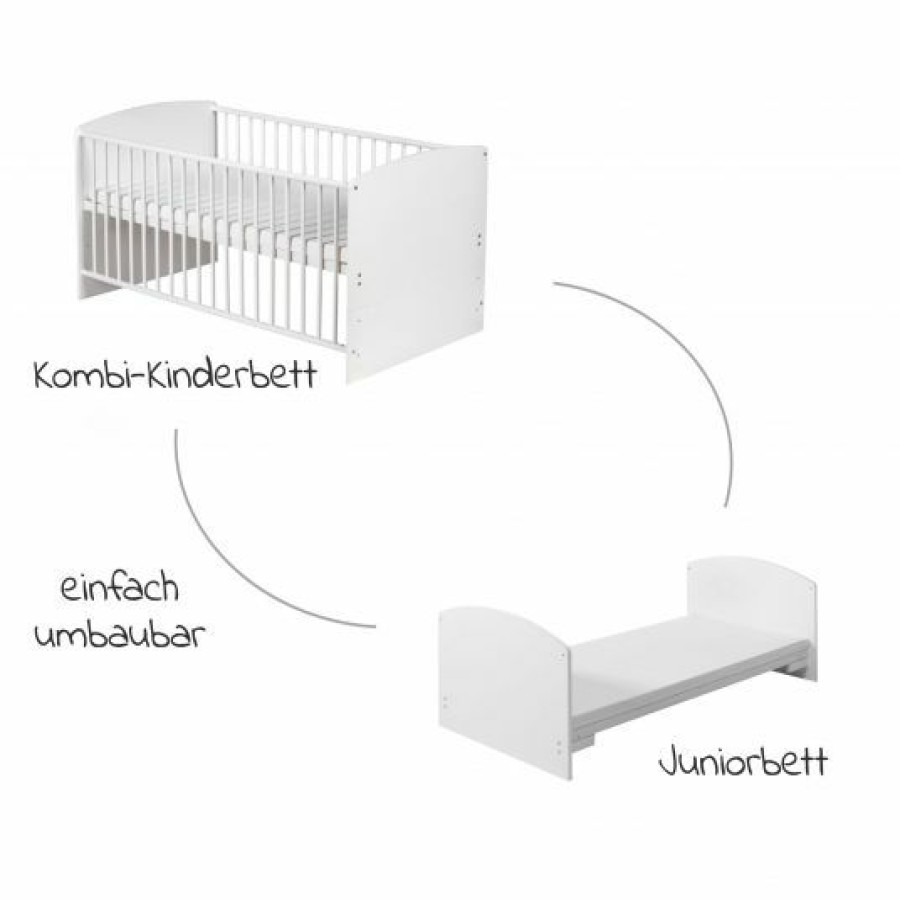 * Schardt Babybett-Komplett-Set Classic-Line Inkl. Bettwasche, Himmel, Nestchen & Matratze Weis 70 X 140 Cm Origami Black Kollektion 2022